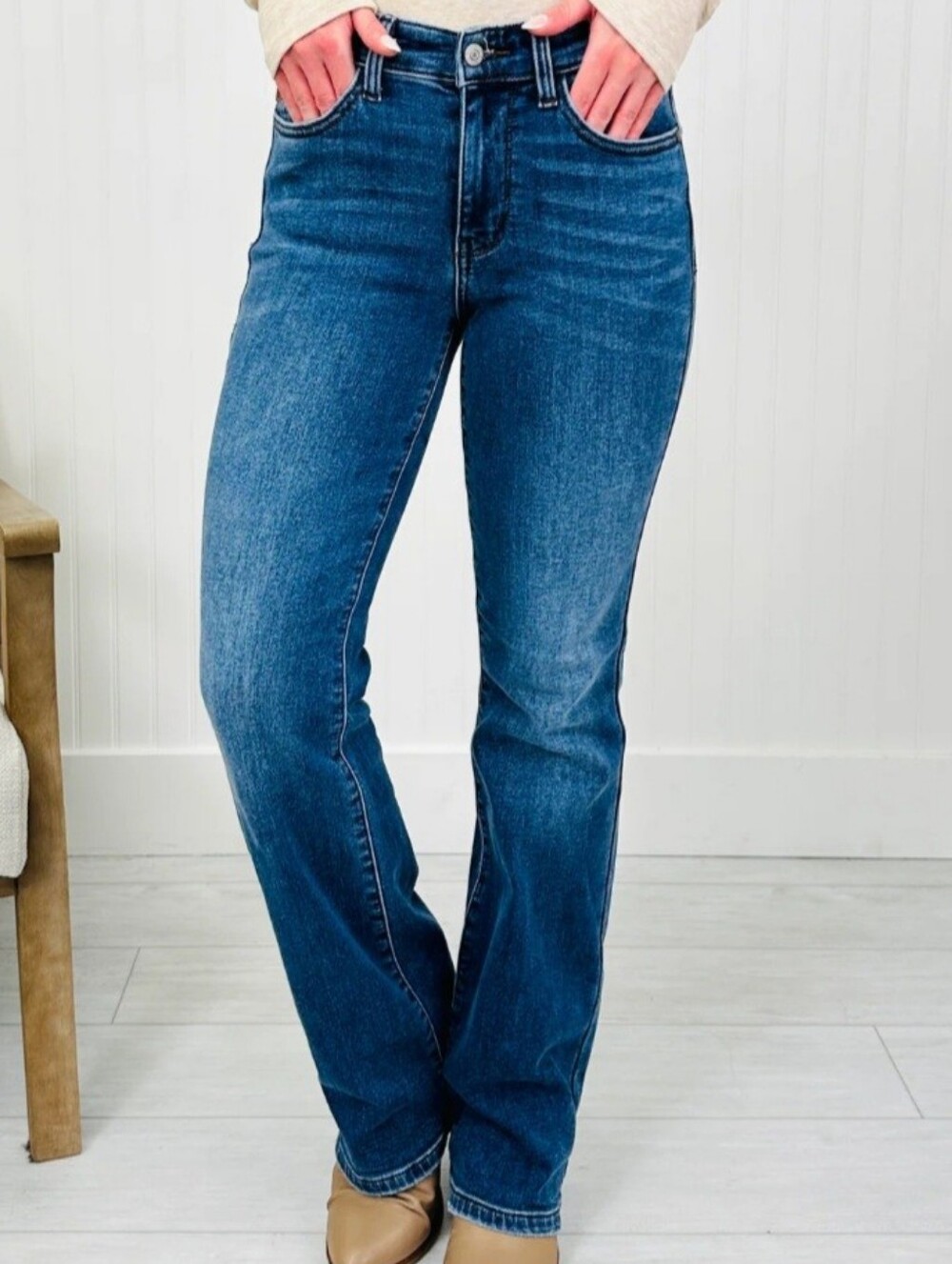 JUDY BLUE Relaxed Fit, High-rise Straight Leg Women's Jeans Dk Stone Sz 15/32